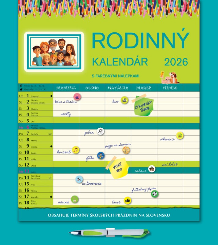 Nástenný kalendár Rodinný kalendár 2026 1