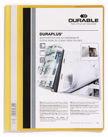Rýchloviazač, A4, široký, priehľadné vrecko, DURABLE "DURAPLUS®", žltý