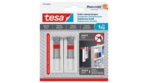 Nastaviteľná nalepovacia skrutka na tapety a omietku, TESA "Powerstrips®"