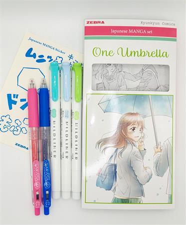 Sada písacích potrieb, ZEBRA "Manga Set, One Umbrella", 5-kusová