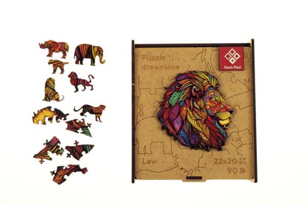 Puzzle, drevené, A4, 90 ks, PANTA PLAST "Mosaic Lion"