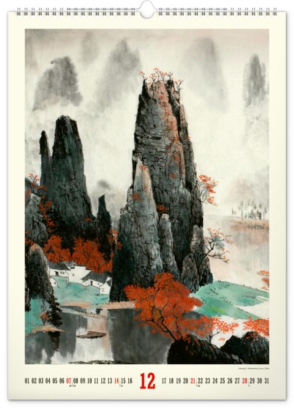 NOTIQUE Nástenný kalendár Vintage plagáty – japonské umenie 2025, 33 x 46 cm