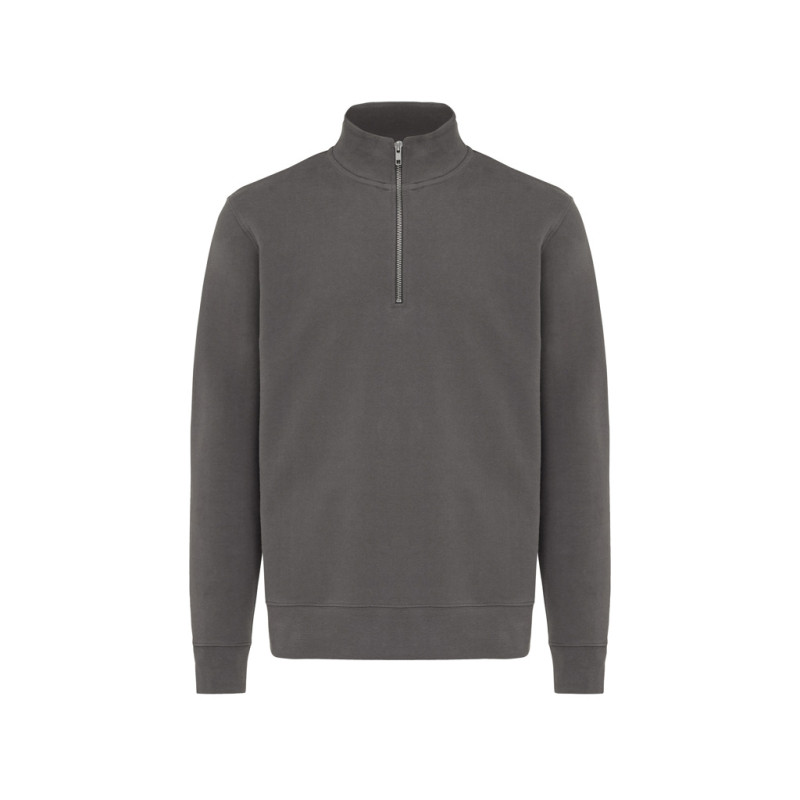 IQONIQ Elgon sveter s krátkym zipsom z recyklovanej bavlny antracitová XXXL