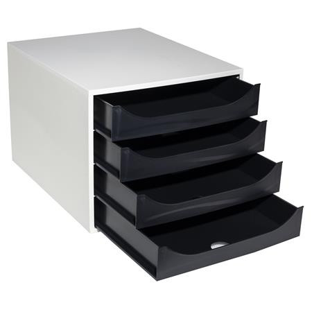 Úložný box na dokumenty, plastový, 4-zásuvkový, EXACOMPTA "Ecobox Office", sivá-čierna 4