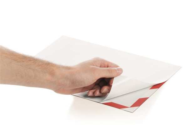 Informačný panel, A4, samolepiaca zadná strana, DURABLE "DURAFRAME SECURITY", červený-biel 2
