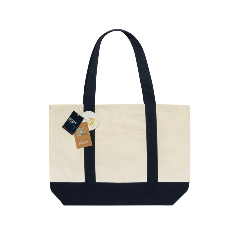 SHOP LOCAL AWARE™ recyklovaná bavlnená taška tote s gramážou námornícka modrá 2
