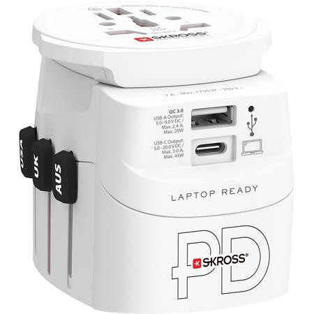 Adaptér pre svetových cestovateľov, 1xUSB-A, 1xUSB-C PD, 45W, USB-C kábel, SKROSS 2