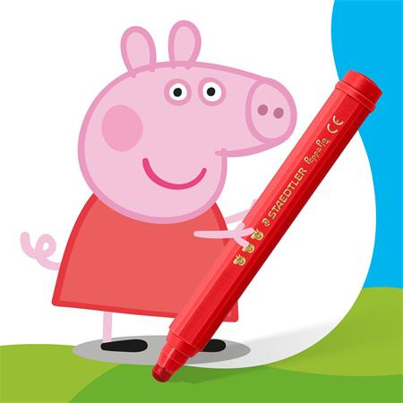 Fixky, sada, 2,5 mm, vyprateľné, jumbo, STAEDTLER „Noris® junior 329”, Peppa Pig, 12 farie 3