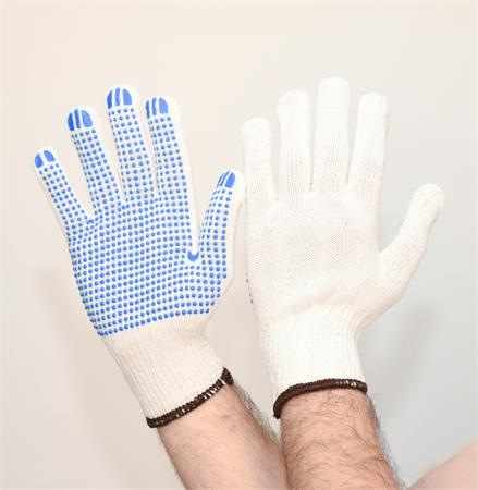 . Ochranné rukavice, z miešaných vlákien, s PVC bodkovaním, veľkosť XL, prírodná biela 1