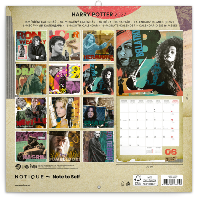 NOTIQUE Poznámkový kalendár Harry Potter 2027, 30 x 30 cm 14