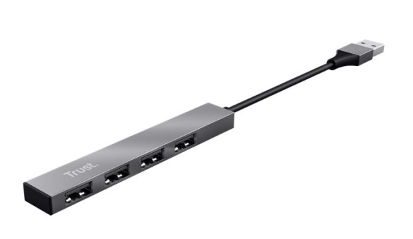 USB HUB, 4 porty, USB 2.0, TRUST "Halyx", strieborná 1