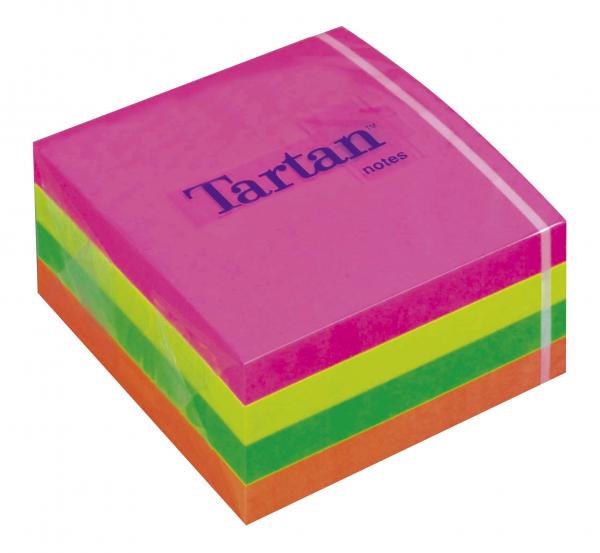 Samolepiaci bloček, 76x76 mm, 400 listov, TARTAN, mix neónové farby