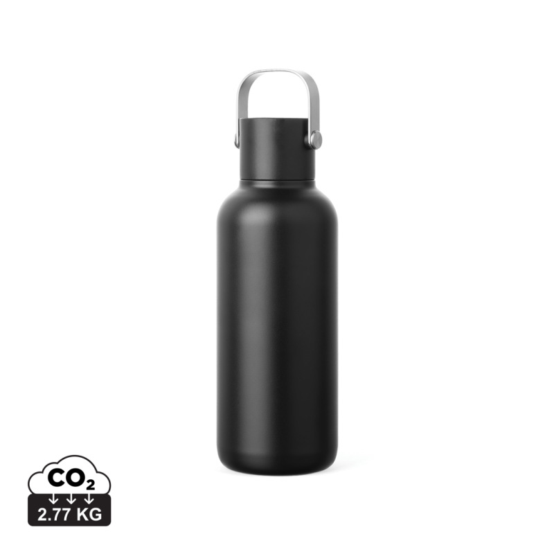 VINGA Cael RCS nerezová fľaša so slamkou 600 ml čierna