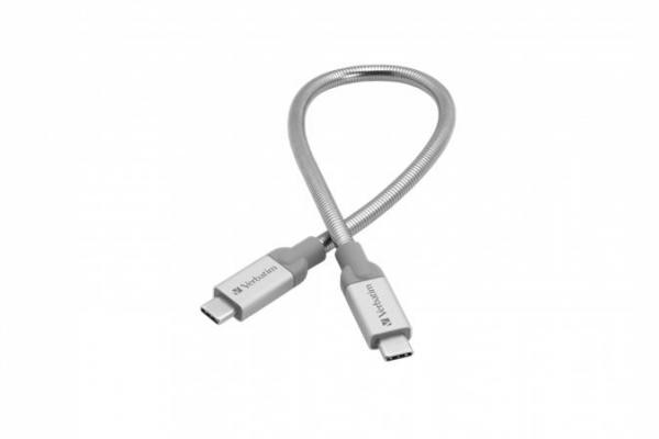 USB kábel, USB-C 3.1 - USB-C , 30 cm, VERBATIM, strieborná