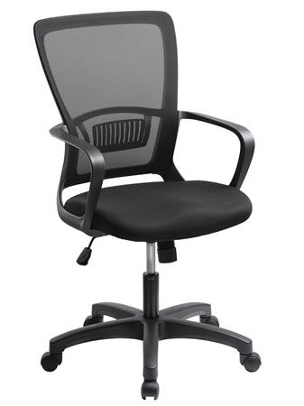 MAYAH Kancelárska stolička, s opierkami, čierne čalúnenie, sieťové operadlo, čierny podstavec, M 1