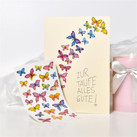 Nálepky, papier, 3 hárky, 76x120 mm, AVERY ZWECKFORM, "Z-Design No.4390", motýle 3