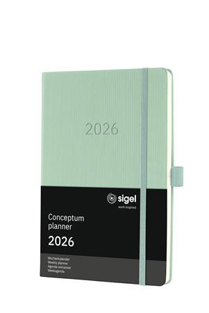 Diár, A5, týždenný, 2026, tvrdá obálka, SIGEL "Conceptum", mätovo zelený 2