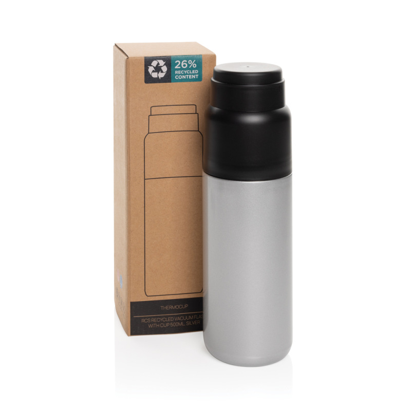 Thermocup RCS termosku z recykl. materiálov s pohárom 500ml strieborná 8