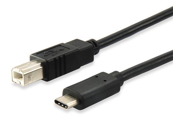 Prevodný kábel, USB-C-USB-B 2.0, 1m, EQUIP