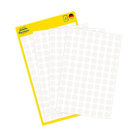 Etikety, okrúhle, priemer: 8 mm, AVERY ZWECKFORM, biele, 416 etikiet/bal 3