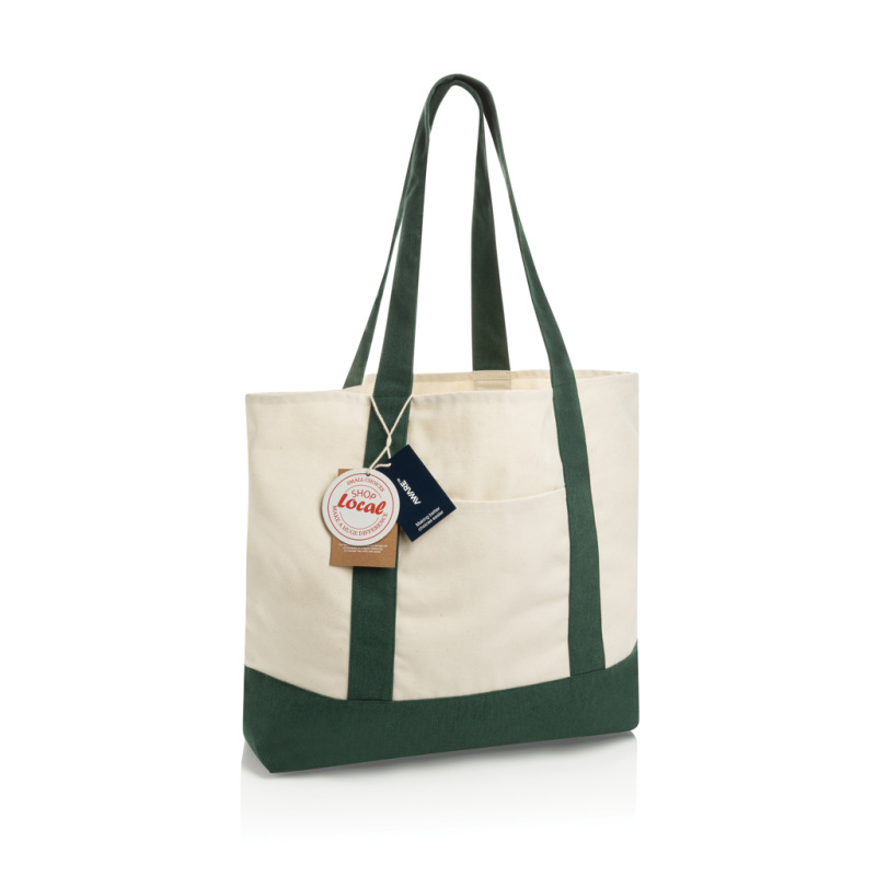 SHOP LOCAL AWARE™ recyklovaná bavlnená taška tote s gramážou zelená 1