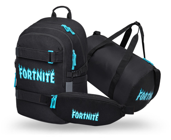BAAGL SADA 3 Skate Fortnite Blue: batoh, športová taška, ľadvinka GRS