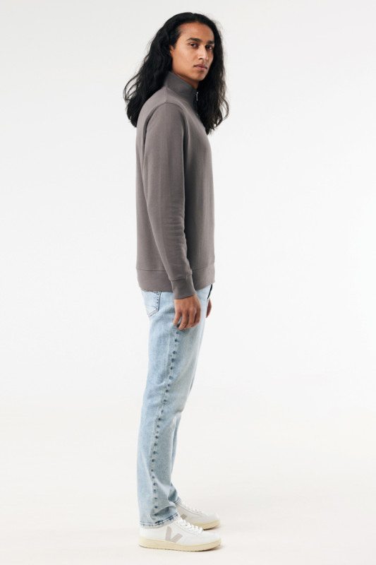 IQONIQ Elgon sveter s krátkym zipsom z recyklovanej bavlny antracitová XXXL 6