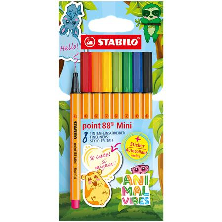 Liner, sada, 0,4 mm, STABILO "Point 88 Mini Animal Vibes", 8 rôznych farieb 1