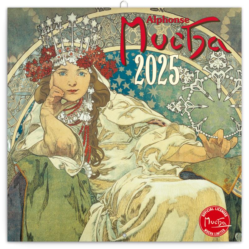 NOTIQUE Poznámkový kalendár Alfons Mucha 2025, 30 x 30 cm