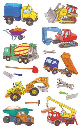 Nálepky, papier, 2 hárky 76x120 mm, AVERY ZWECKFORM, "Z-Design No.53209", pracovné stroje 2