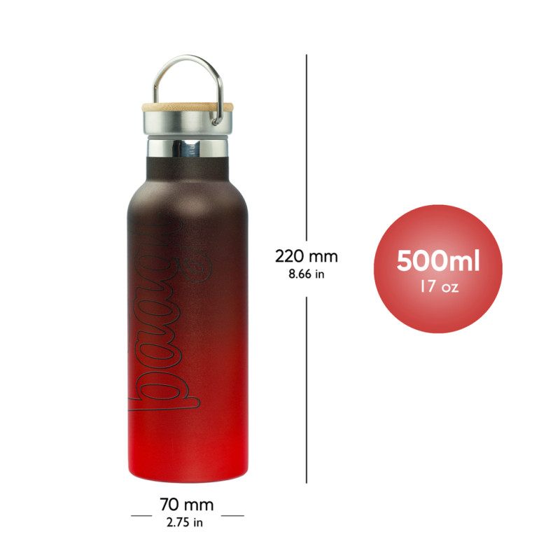 BAAGL Termofľaša s bambusovým viečkom Gradient červeno-čierna, 500 ml 3