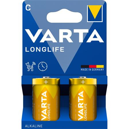 Batéria, typ C (baby), 2 ks, bez plastov, VARTA "Longlife" 1