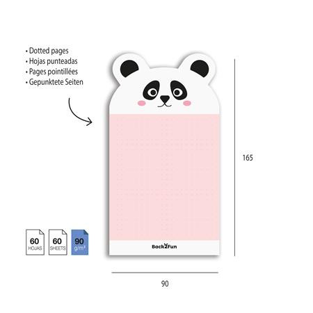 Samolepiaci bloček "Panda", 90×165 mm, 60 listov, APLI Back2Fun, ružový 3