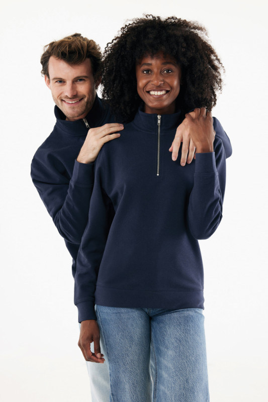 IQONIQ Elgon sveter s krátkym zipsom z recyklovanej bavlny námornícka modrá XXS 15