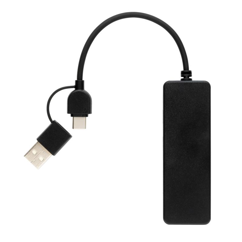 USB hub z RCS recyklovaného plastu čierna 2