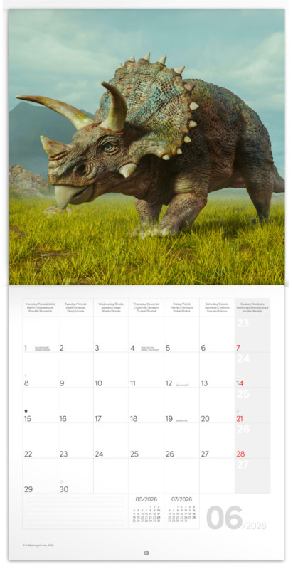 NOTIQUE Poznámkový kalendár Dinosaury 2026, 30 x 30 cm 1