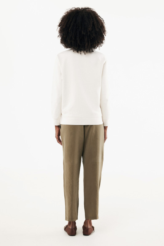 IQONIQ Elgon sveter s krátkym zipsom z recyklovanej bavlny ivory white XL 12