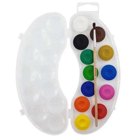 Vodové farby, 12-kusové, 25 mm, so štetcom, KORES "Akuarellos Mini", pastelové farby