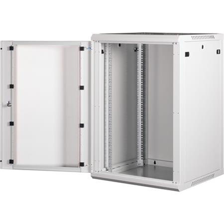 Rack skriňa, nástenná, 19", 18U, v demonte, LANDE "PROlineB", sivá 2