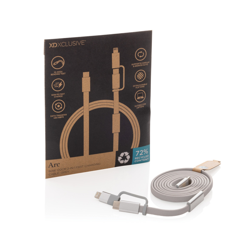 Arc RCS 60W 120 cm 2 v 1 rýchlonabíjací kábel sivá 6
