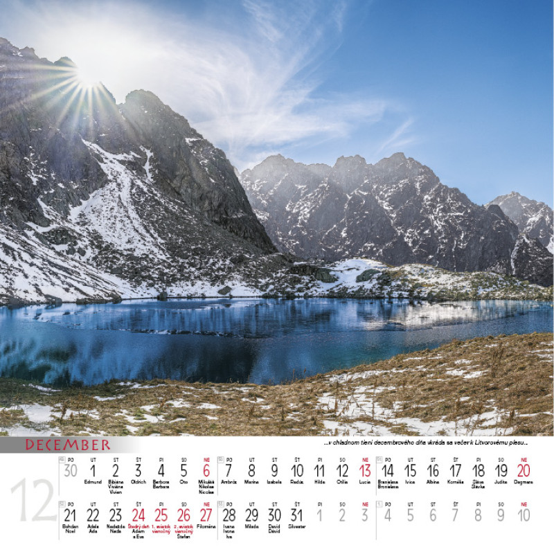 Nástenný kalendár Tatry 2026 12