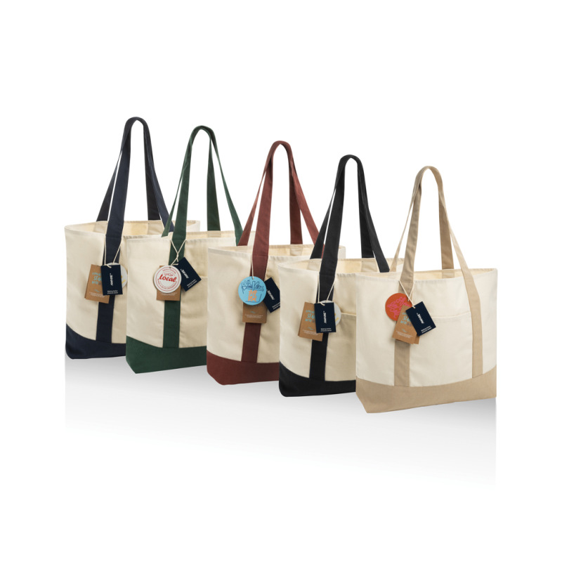 SHOP LOCAL AWARE™ recyklovaná bavlnená taška tote s gramážou off white 4