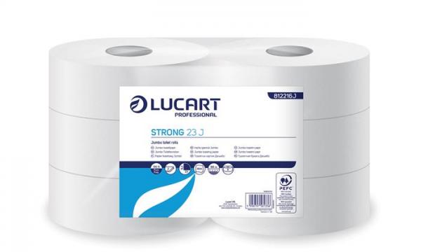 Toaletný papier, 2-vrstvový, 185 m, 23 cm priemer, LUCART "Strong", optimum biely