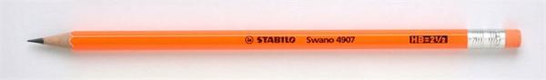 Grafitová ceruzka s gumou, HB, šesťhranná, STABILO "Neon", oranžová