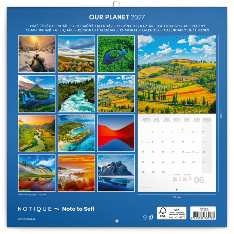 NOTIQUE Poznámkový kalendár Naša planéta 2027, PLASTIC FREE, 30 x 30 cm 14