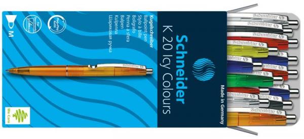 SCHNEIDER Guľôčkové pero "K20", rôznofarebné telá pier, modrá