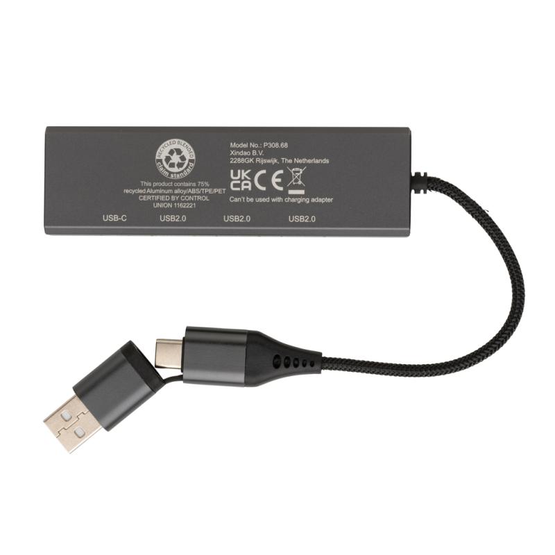 USB rozbočovač Terra z RCS recykl. hliníka sivá 4