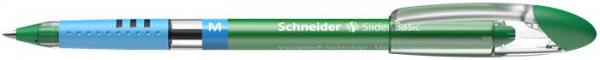Guľôčkové pero, 0,5 mm, s vrchnákom, SCHNEIDER "Slider M", zelené