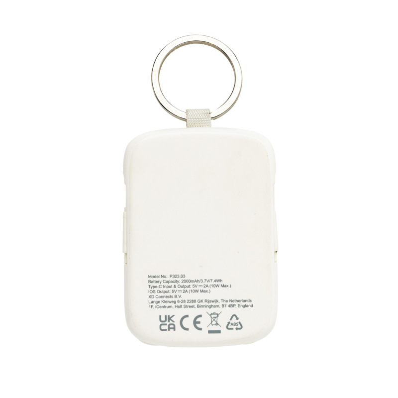 Nexo RCS kľúčenka s powerbankou 2000 mAh a int. káblami biela 7