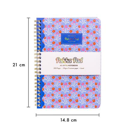 Špirálový zošit, A5, linajkový, 100 listov, PUKKA PAD "Floral Jotta Notebook", mix 8